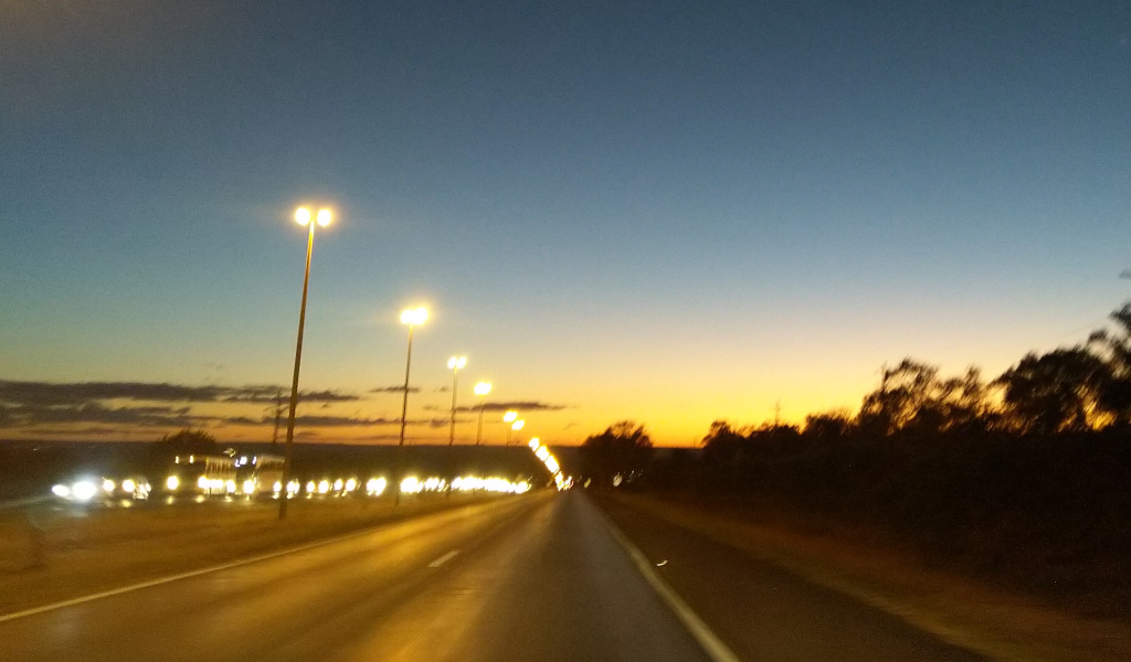 Photo of sun rise in the road